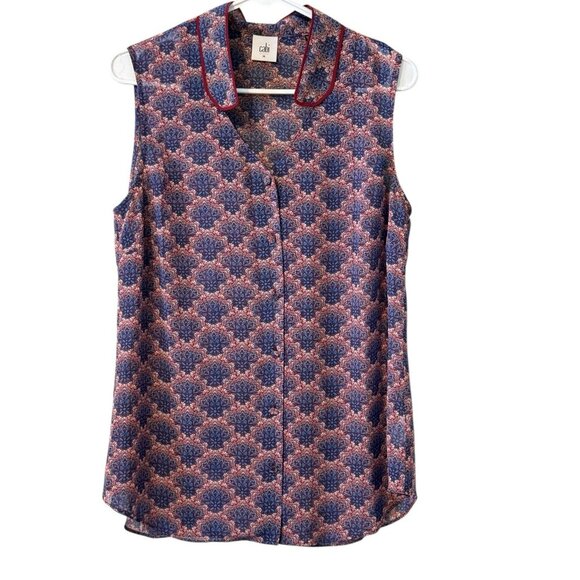 CAbi Tops - CAbi Sleeveless Blouse Size Medium Button Polyester Beach‎ Colorful Lightweight